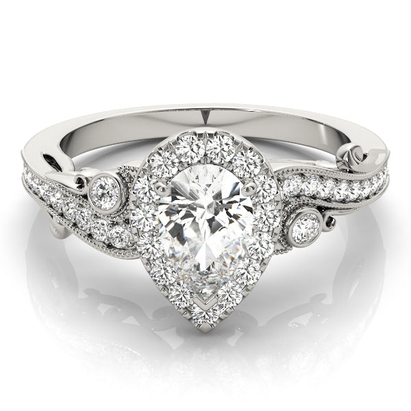 Devoted Antique Pear Diamond Engagement Ring — 9K/18K Gold & Platinum