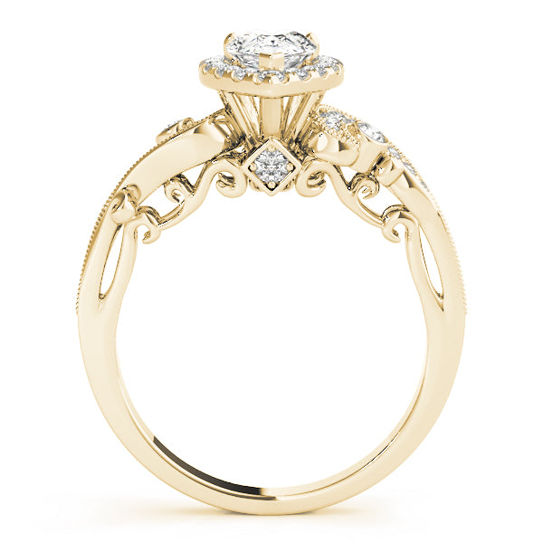 Devoted Antique Pear Diamond Engagement Ring — 9K/18K Gold & Platinum