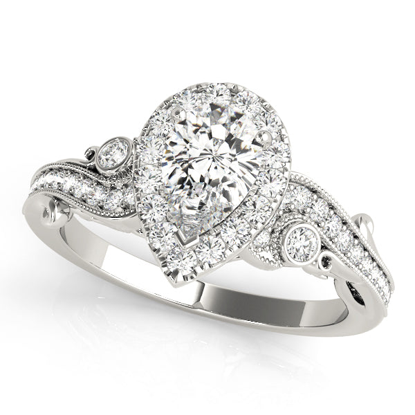 Devoted Antique Pear Diamond Engagement Ring — 9K/18K Gold & Platinum