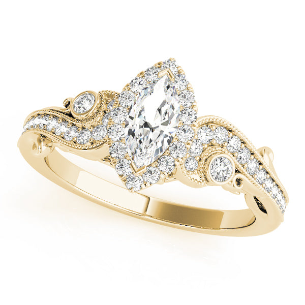 Adored Antique Marquise Diamond Engagement Ring — 9K/18K Gold & Platinum