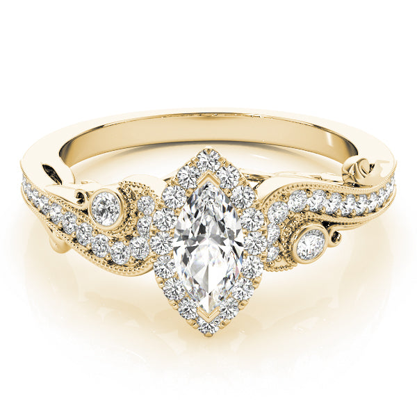 Adored Antique Marquise Diamond Engagement Ring — 9K/18K Gold & Platinum