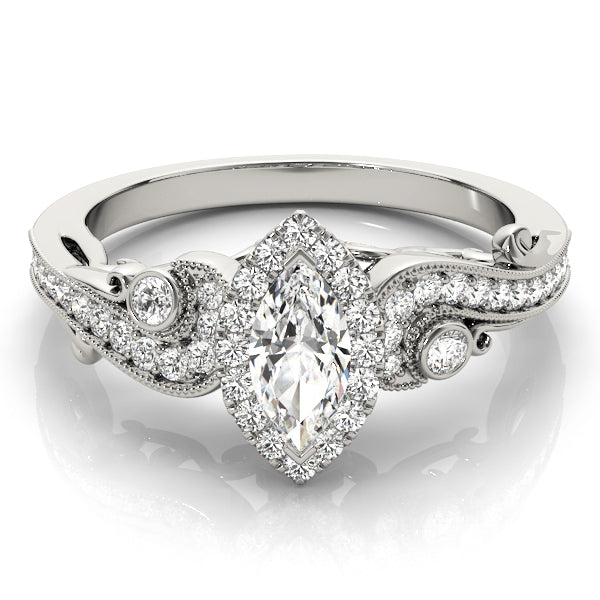 Adored Antique Marquise Diamond Engagement Ring — 9K/18K Gold & Platinum