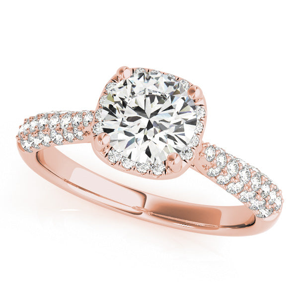 Exquisite Multi-Row Round Diamond Engagement Ring — 9K/18K Gold & Platinum