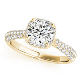 Exquisite Multi-Row Round Diamond Engagement Ring — 9K/18K Gold & Platinum