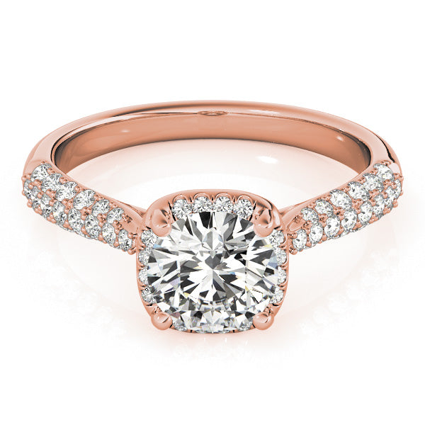 Exquisite Multi-Row Round Diamond Engagement Ring — 9K/18K Gold & Platinum