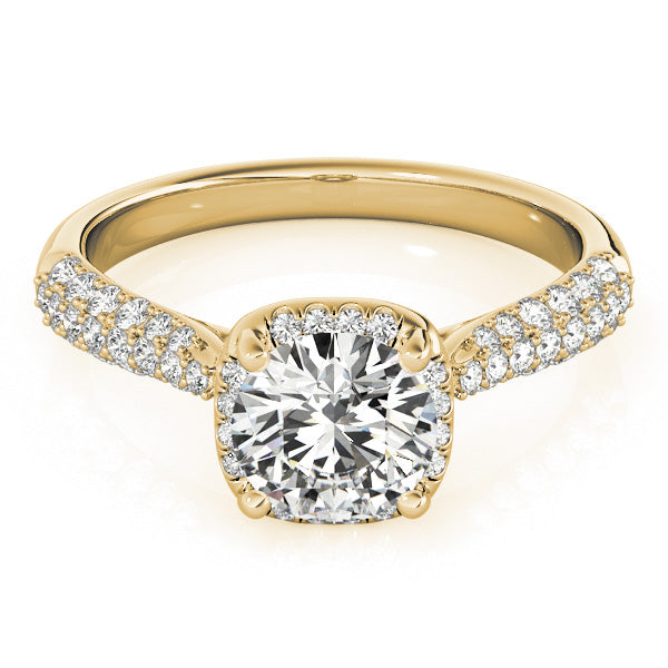 Exquisite Multi-Row Round Diamond Engagement Ring — 9K/18K Gold & Platinum
