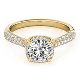 Exquisite Multi-Row Round Diamond Engagement Ring — 9K/18K Gold & Platinum