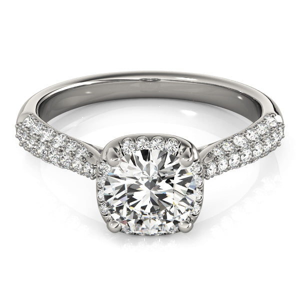 Exquisite Multi-Row Round Diamond Engagement Ring — 9K/18K Gold & Platinum