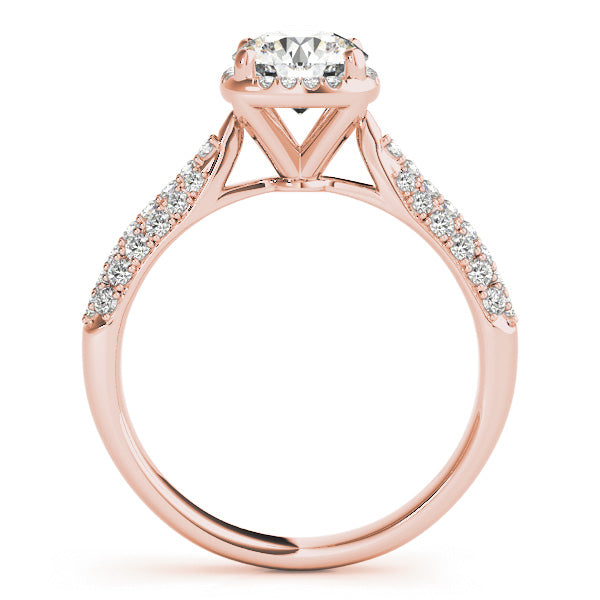 Exquisite Multi-Row Round Diamond Engagement Ring — 9K/18K Gold & Platinum