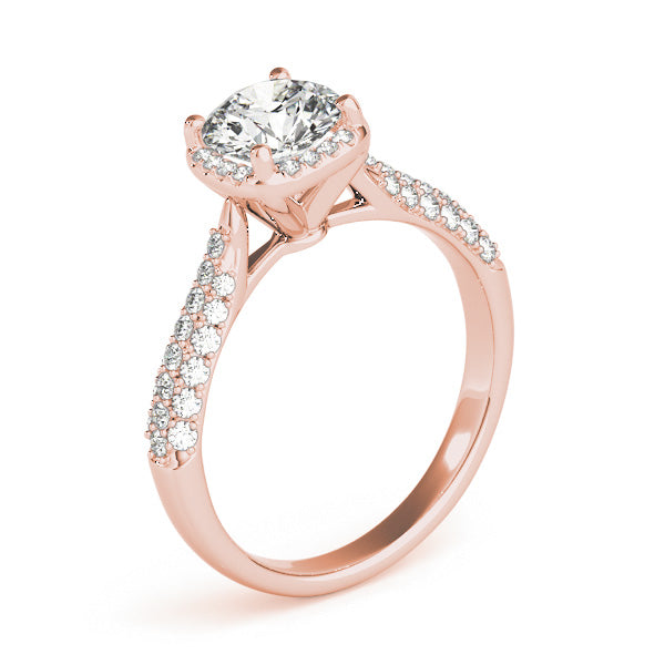 Exquisite Multi-Row Round Diamond Engagement Ring — 9K/18K Gold & Platinum