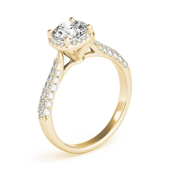 Exquisite Multi-Row Round Diamond Engagement Ring — 9K/18K Gold & Platinum