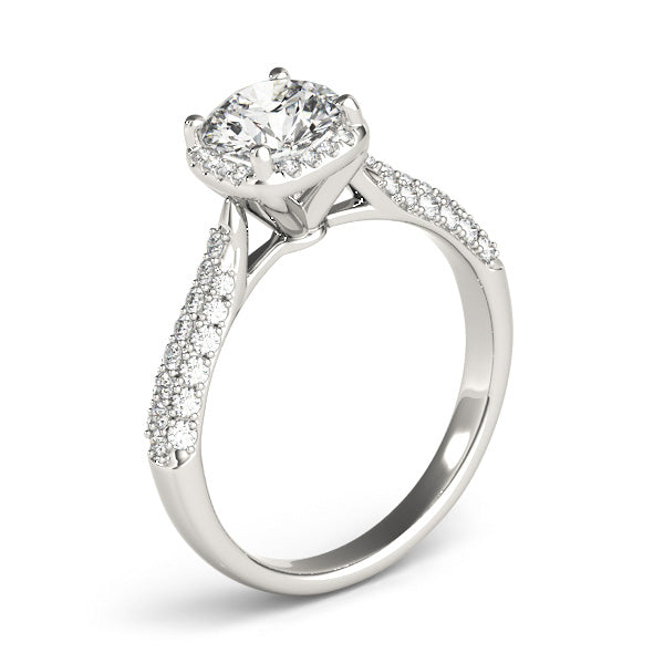 Exquisite Multi-Row Round Diamond Engagement Ring — 9K/18K Gold & Platinum