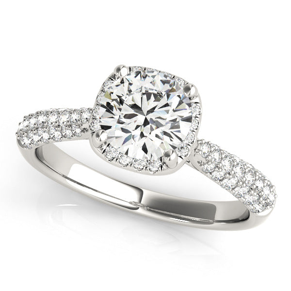 Exquisite Multi-Row Round Diamond Engagement Ring — 9K/18K Gold & Platinum