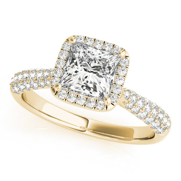 Regal Multi-Row Princess Diamond Engagement Ring — 9K/18K Gold & Platinum