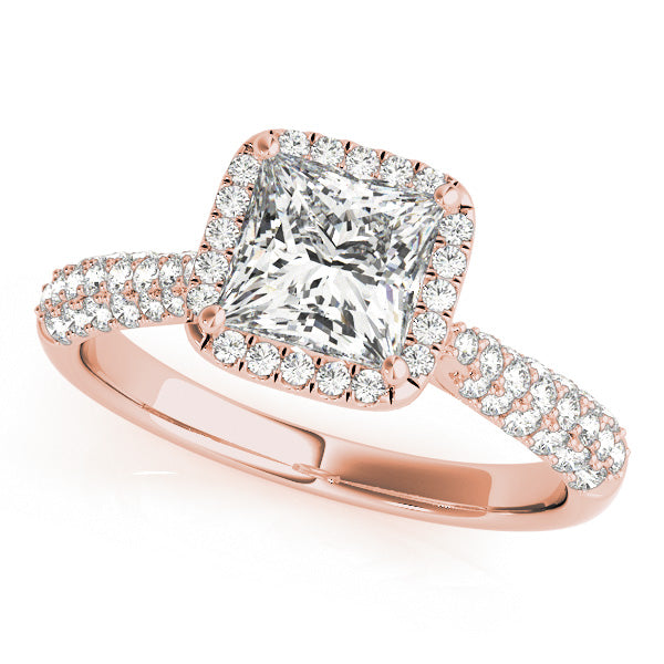 Regal Multi-Row Princess Diamond Engagement Ring — 9K/18K Gold & Platinum
