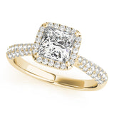 Regal Multi-Row Princess Diamond Engagement Ring — 9K/18K Gold & Platinum