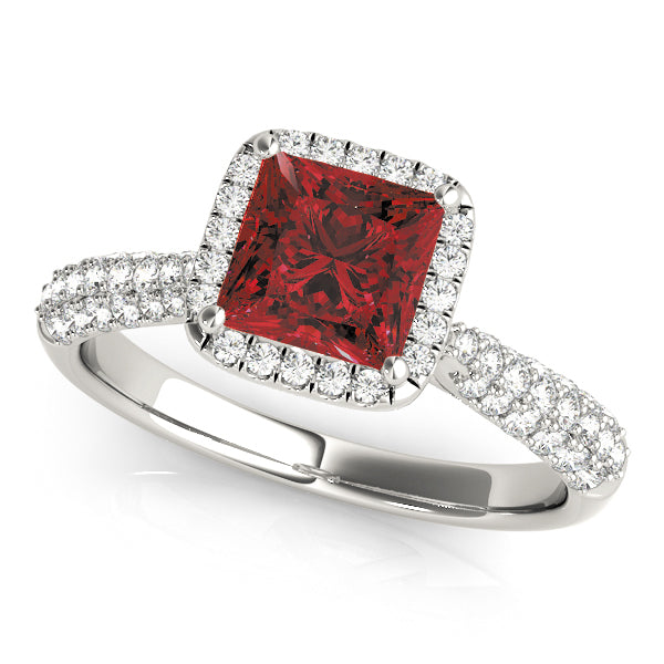 Regal Multi-Row Princess Diamond Engagement Ring — 9K/18K Gold & Platinum