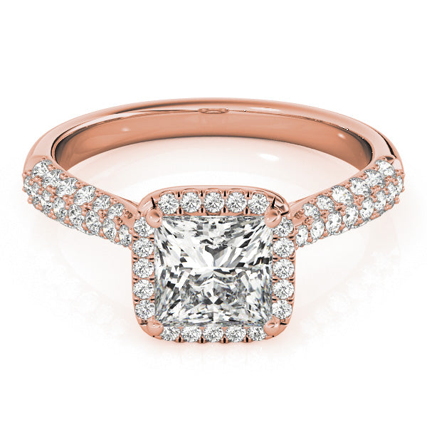 Regal Multi-Row Princess Diamond Engagement Ring — 9K/18K Gold & Platinum