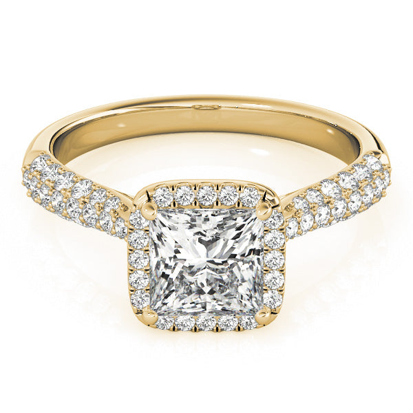 Regal Multi-Row Princess Diamond Engagement Ring — 9K/18K Gold & Platinum