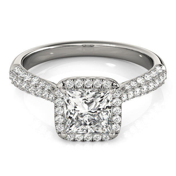 Regal Multi-Row Princess Diamond Engagement Ring — 9K/18K Gold & Platinum