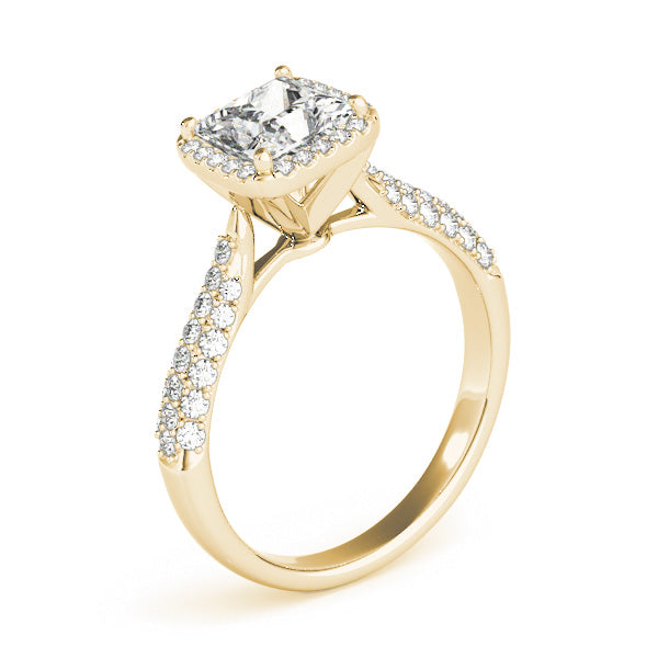 Regal Multi-Row Princess Diamond Engagement Ring — 9K/18K Gold & Platinum