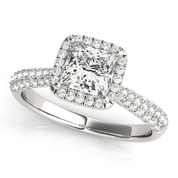 Regal Multi-Row Princess Diamond Engagement Ring — 9K/18K Gold & Platinum