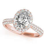 Sophisticated Multi-Row Oval Diamond Engagement Ring — 9K/18K Gold & Platinum