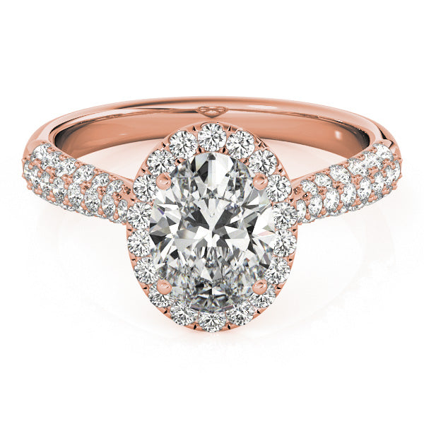 Sophisticated Multi-Row Oval Diamond Engagement Ring — 9K/18K Gold & Platinum