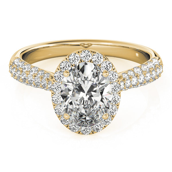 Sophisticated Multi-Row Oval Diamond Engagement Ring — 9K/18K Gold & Platinum