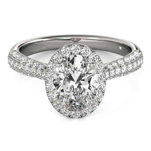Sophisticated Multi-Row Oval Diamond Engagement Ring — 9K/18K Gold & Platinum