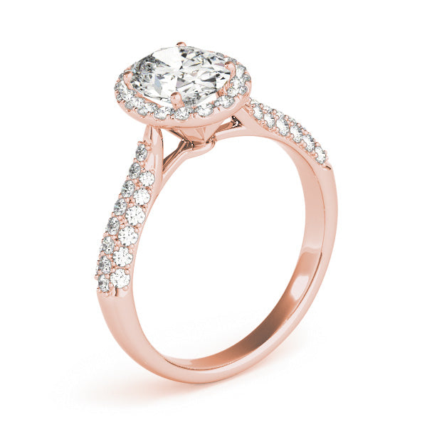 Sophisticated Multi-Row Oval Diamond Engagement Ring — 9K/18K Gold & Platinum