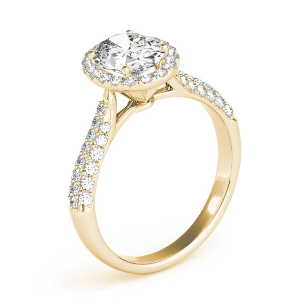 Sophisticated Multi-Row Oval Diamond Engagement Ring — 9K/18K Gold & Platinum
