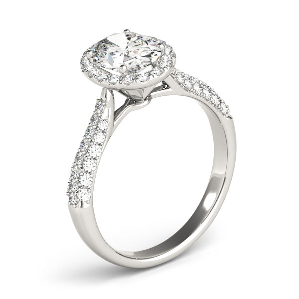 Sophisticated Multi-Row Oval Diamond Engagement Ring — 9K/18K Gold & Platinum