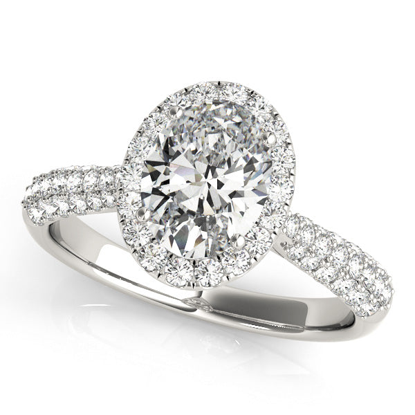Sophisticated Multi-Row Oval Diamond Engagement Ring — 9K/18K Gold & Platinum