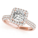 Radiant Multi-Row Cushion Diamond Engagement Ring — 9K/18K Gold & Platinum