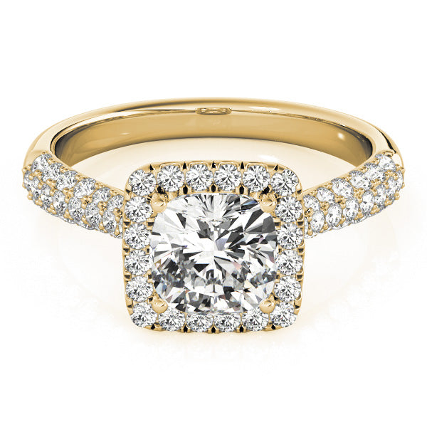 Radiant Multi-Row Cushion Diamond Engagement Ring — 9K/18K Gold & Platinum