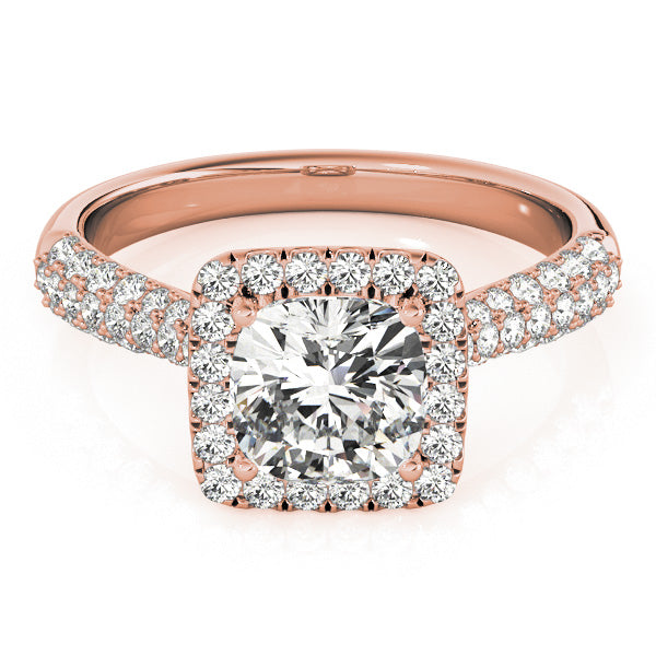 Radiant Multi-Row Cushion Diamond Engagement Ring — 9K/18K Gold & Platinum