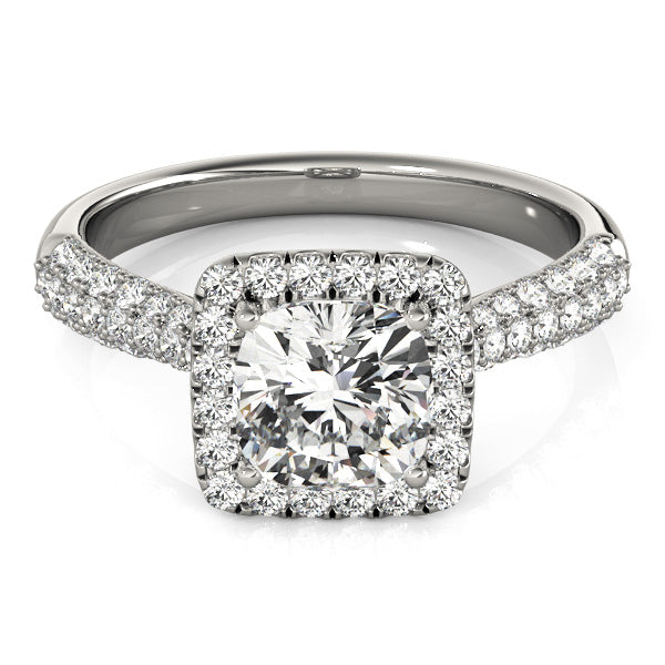 Radiant Multi-Row Cushion Diamond Engagement Ring — 9K/18K Gold & Platinum