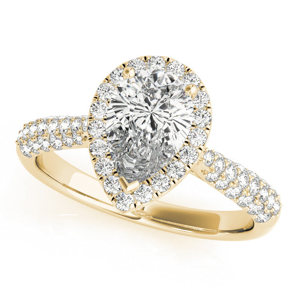 Brilliant Multi-Row Pear Diamond Engagement Ring — 9K/18K Gold & Platinum