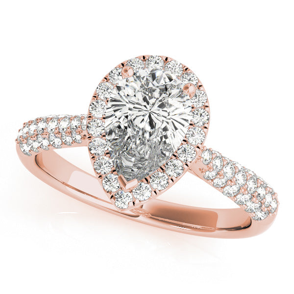 Brilliant Multi-Row Pear Diamond Engagement Ring — 9K/18K Gold & Platinum