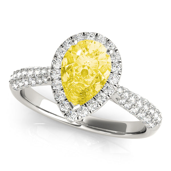 Brilliant Multi-Row Pear Diamond Engagement Ring — 9K/18K Gold & Platinum