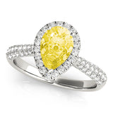 Brilliant Multi-Row Pear Diamond Engagement Ring — 9K/18K Gold & Platinum