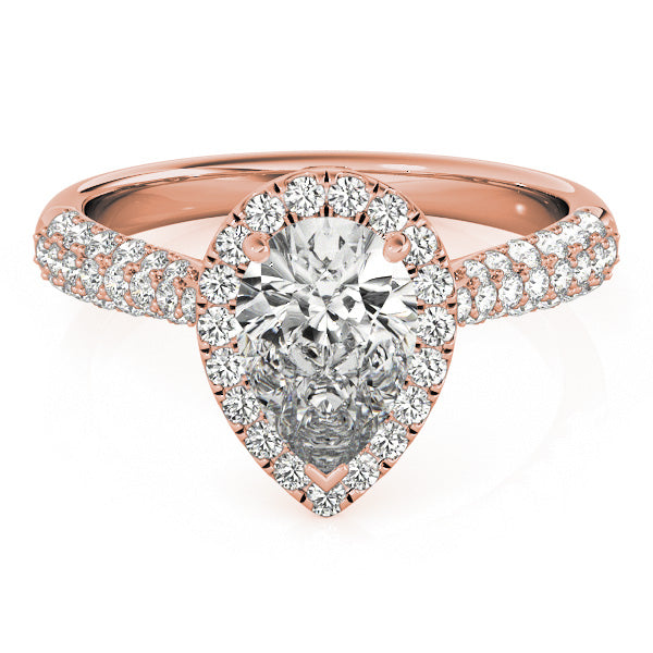 Brilliant Multi-Row Pear Diamond Engagement Ring — 9K/18K Gold & Platinum