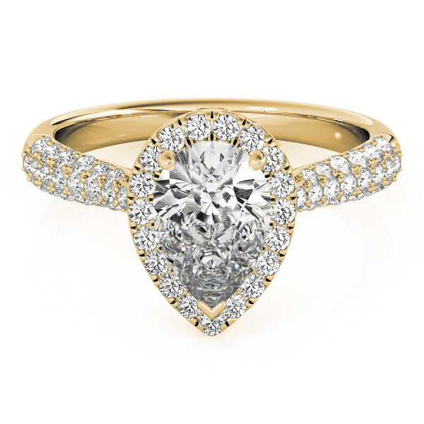 Brilliant Multi-Row Pear Diamond Engagement Ring — 9K/18K Gold & Platinum