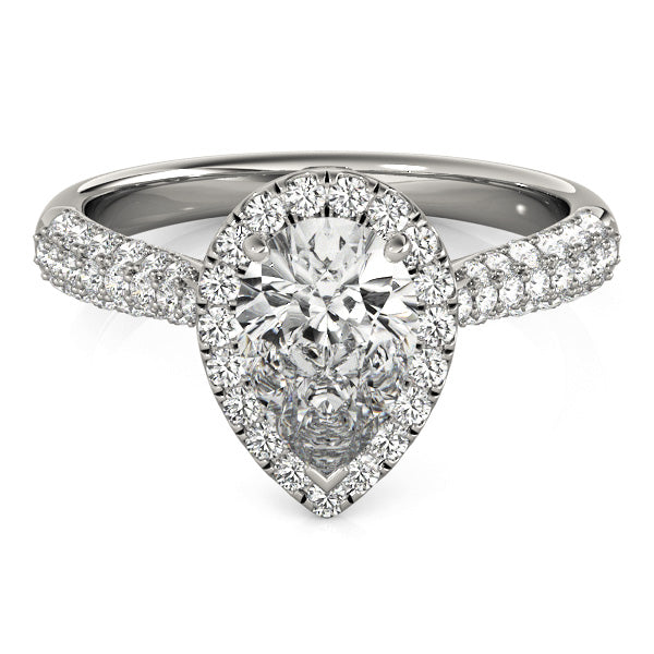 Brilliant Multi-Row Pear Diamond Engagement Ring — 9K/18K Gold & Platinum