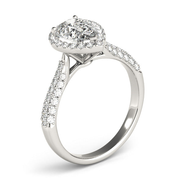 Brilliant Multi-Row Pear Diamond Engagement Ring — 9K/18K Gold & Platinum