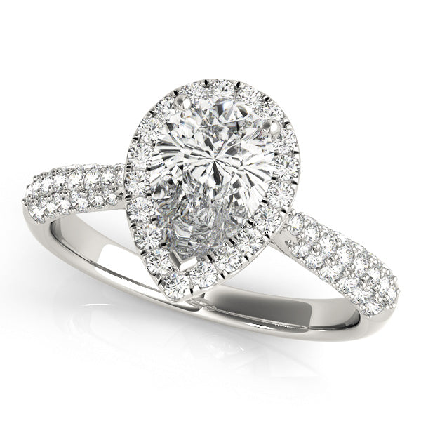 Brilliant Multi-Row Pear Diamond Engagement Ring — 9K/18K Gold & Platinum
