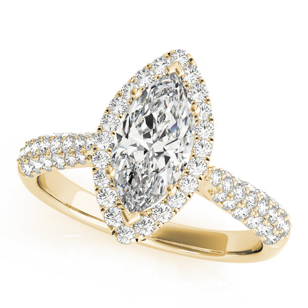 Majestic Multi-Row Marquise Diamond Engagement Ring — 9K/18K Gold & Platinum