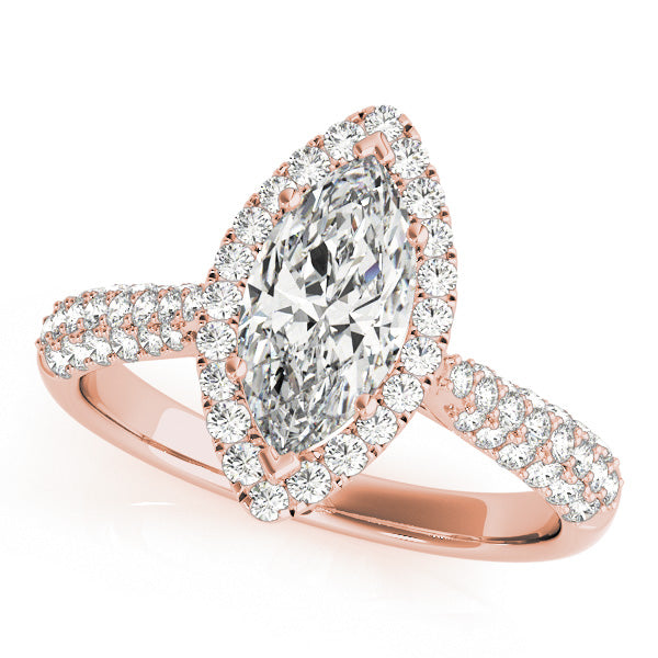 Majestic Multi-Row Marquise Diamond Engagement Ring — 9K/18K Gold & Platinum