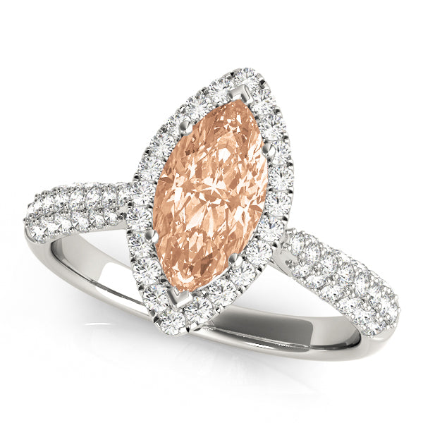Majestic Multi-Row Marquise Diamond Engagement Ring — 9K/18K Gold & Platinum